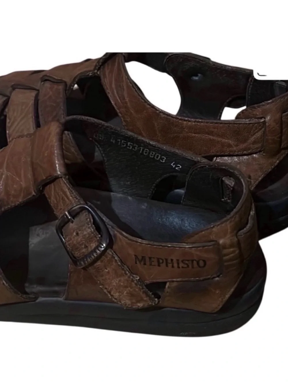 Mephisto Sam Fisherman Men's Brown Leather Sandal - Classic Casual Style 42
